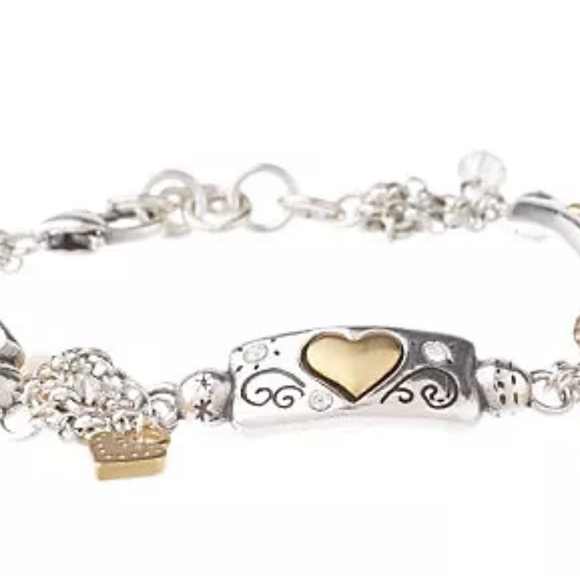 New Brighton Gold Silver Bar Link Bracelet Hearts - Picture 2 of 4